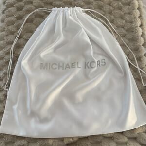 Michael Kors White Drawstring Dust Bag Purse Storage with a Silver Logo
